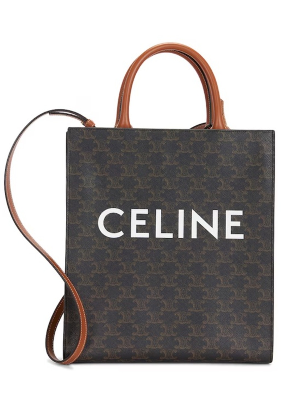 Celine Vertical Cabas Tote Triomphe Coated Canvas Small Brown